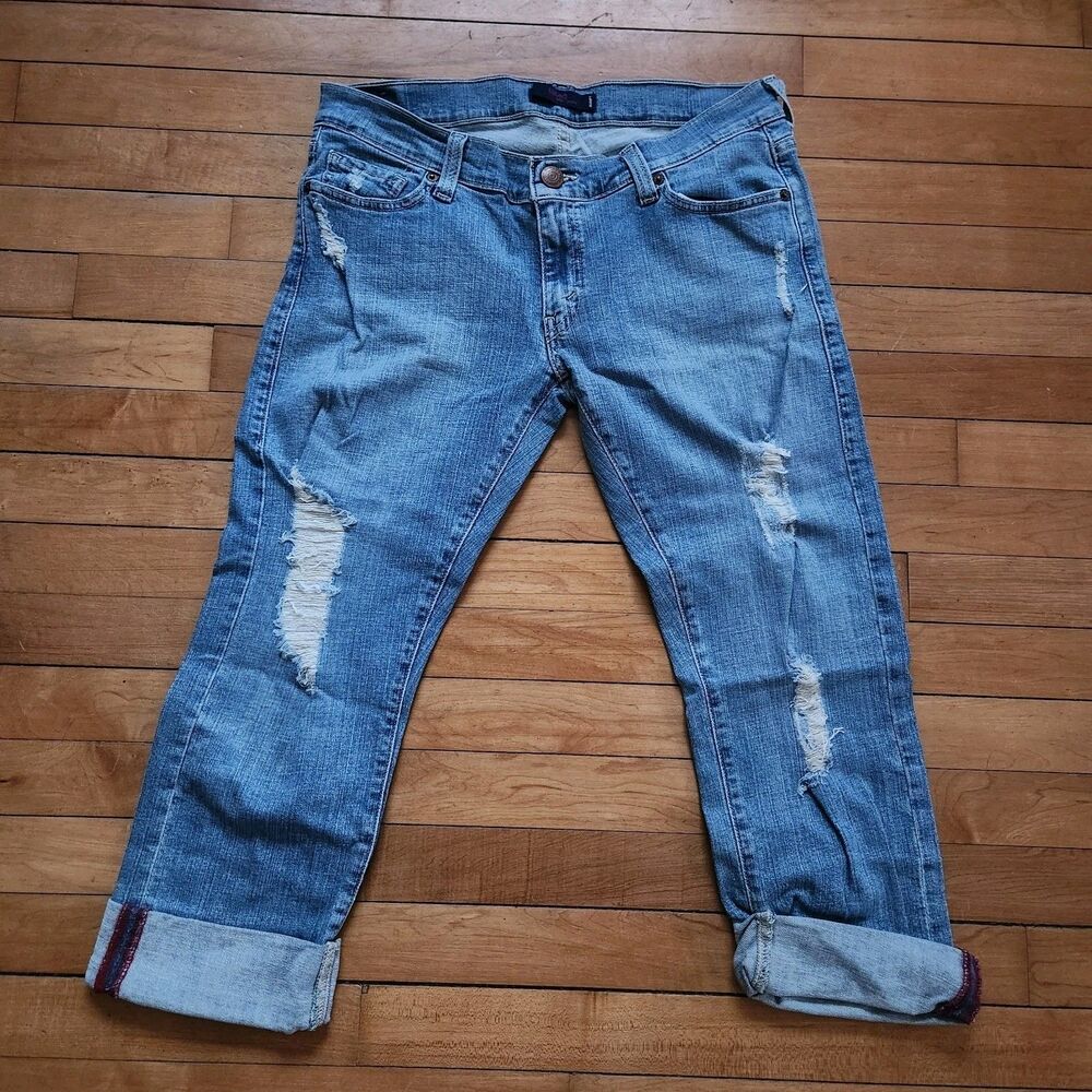 Levi’s 504 Tilted Jeans Youth 11 Light Wash Distressed Straight Leg Y2K Indie
